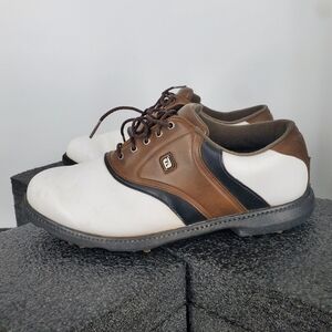 FootJoy FJ Originals 45330 Men's Golf Shoes Size 10W White Brown Saddle Spiked